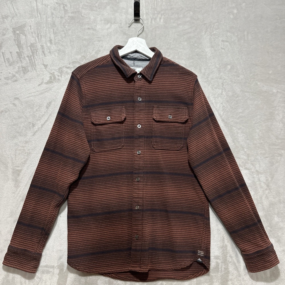 Jetty‎ Horizon Flannel Super Heavy Twill LS Shirt M Oxblood Black Chest Pockets